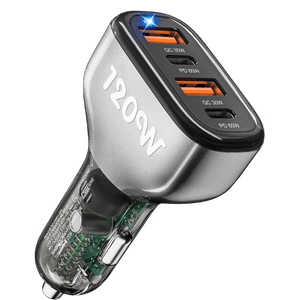 SONRU 4 Ports 120W USB-C Car Charger, 2 PD 60W+2 QC3.0 30W